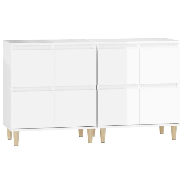 Aparadores 2 uds madera contrachapada blanco brillo 60x35x70 cm