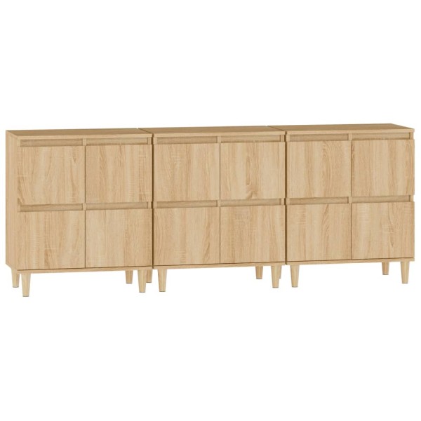 Aparadores 3 uds madera contrachapada roble Sonoma 60x35x70 cm