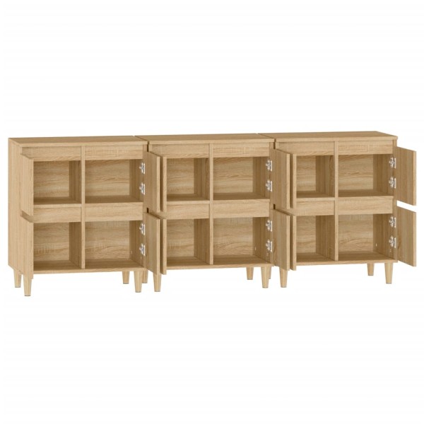 Aparadores 3 uds madera contrachapada roble Sonoma 60x35x70 cm