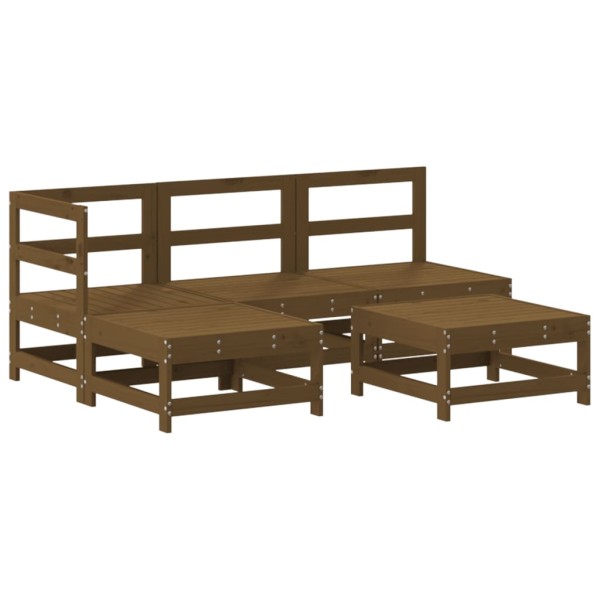 Juego muebles jardín 5 pzas y cojines madera maciza marrón miel