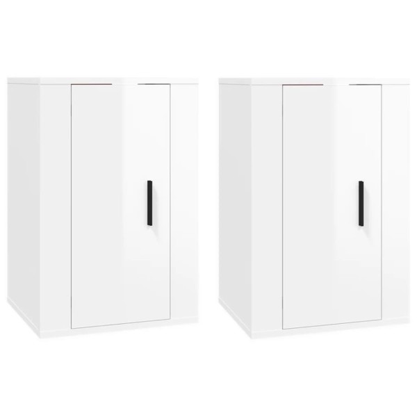 Muebles para TV de pared 2 uds blanco brillante 40x34,5x60 cm