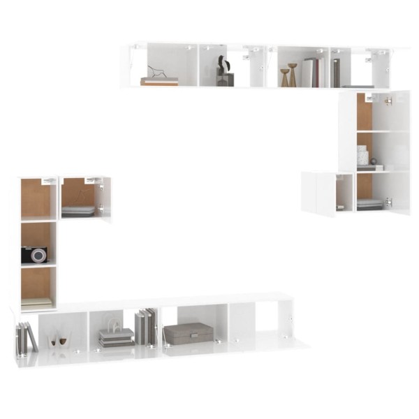 Mueble de pared para TV madera contrachapada blanco brillante