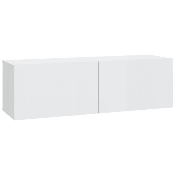 Mueble de pared para TV madera contrachapada blanco brillante