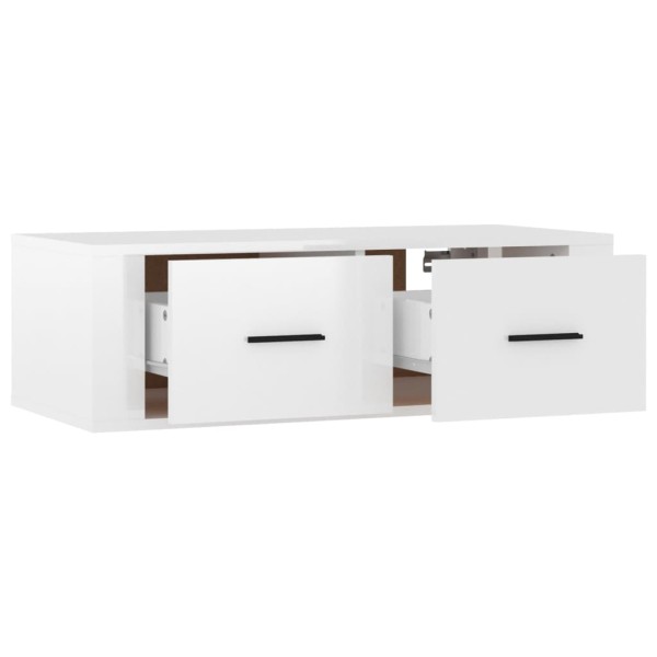 Mueble de TV colgante madera blanco brillante 80x36x25 cm