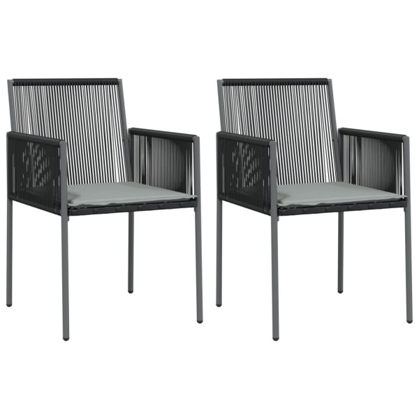 Set comedor jardín 3 pzas y cojines acero ratán sintético negro