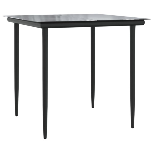 Set comedor jardín 3 pzas y cojines acero ratán sintético negro