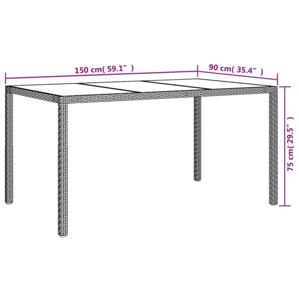 Set comedor de jardín 5 pzas con cojines ratán sintético blanco