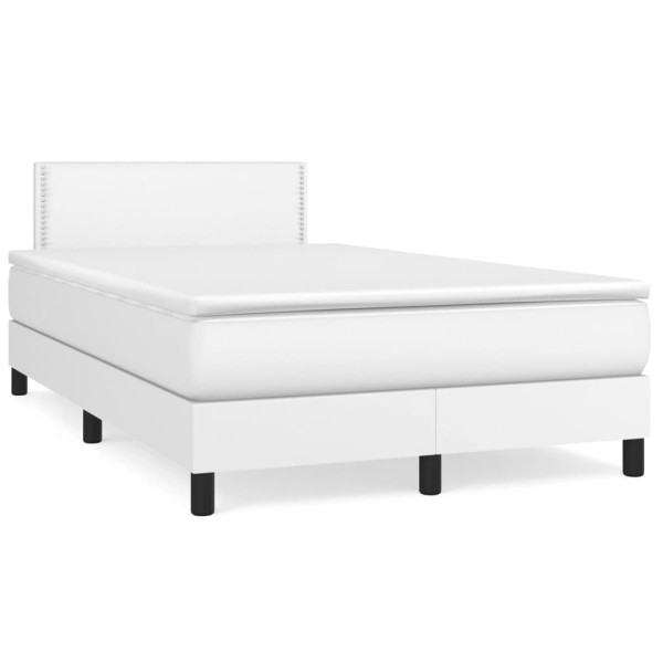 Cama box spring con colchón cuero sintético blanco 120x200 cm