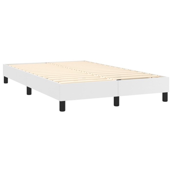 Cama box spring con colchón cuero sintético blanco 120x200 cm