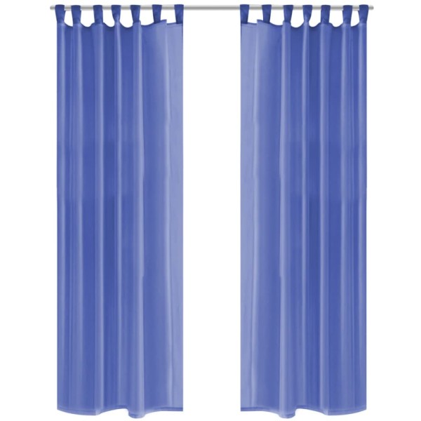 Cortinas de gasa 2 unidades 140x175 cm azul real