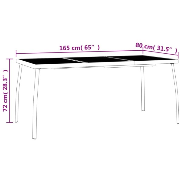 Juego de comedor de jardín 7 piezas acero gris antracita