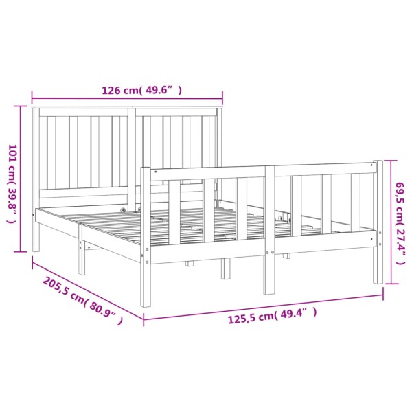 Estructura cama con cabecero madera pino marrón miel 120x200 cm