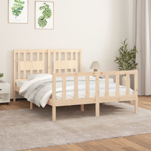 Estructura de cama con cabecero madera maciza pino 120x200 cm