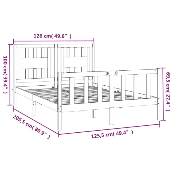 Estructura de cama con cabecero madera maciza pino 120x200 cm