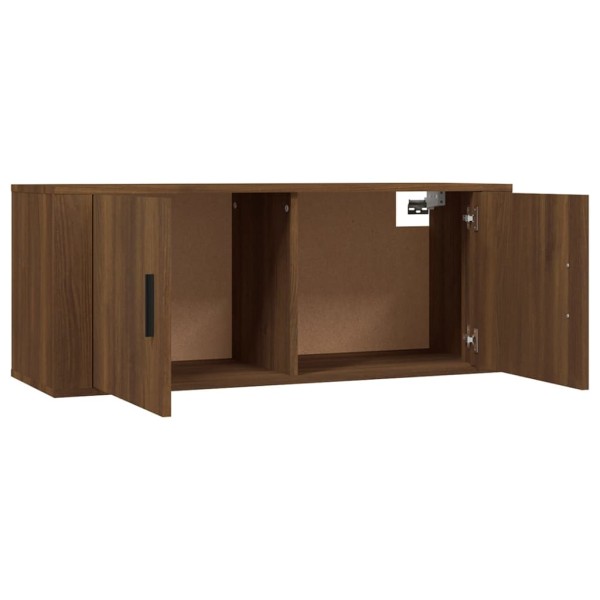 Muebles para TV de pared 3 uds roble marrón 100x34,5x40 cm