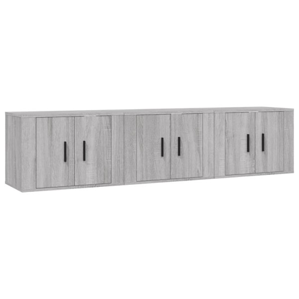 Muebles para TV de pared 3 uds gris Sonoma 57x34,5x40 cm