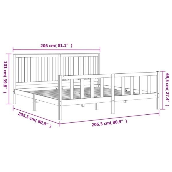 Estructura de cama con cabecero madera de pino blanco 200x200cm