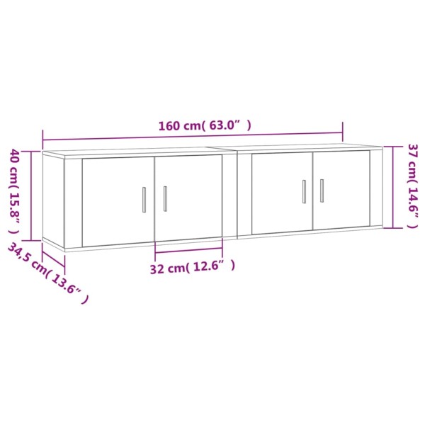 Muebles para TV de pared 2 uds roble ahumado 80x34,5x40 cm