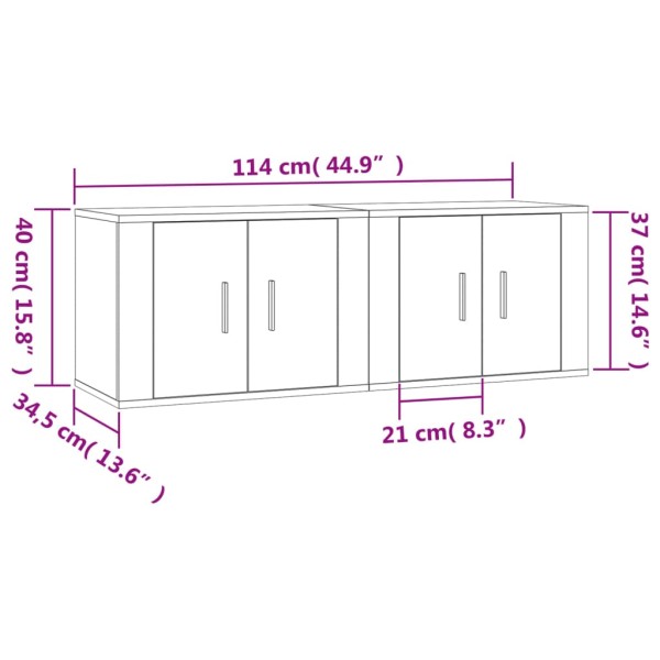 Muebles para TV de pared 2 uds blanco 57x34,5x40 cm