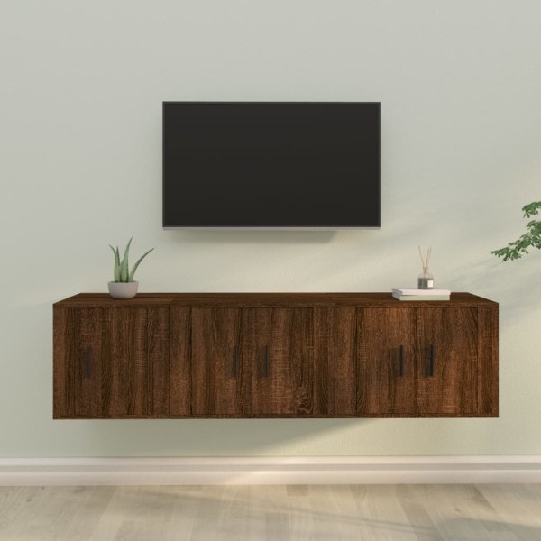 Set de muebles para TV 3 pzas madera contrachapada roble marrón