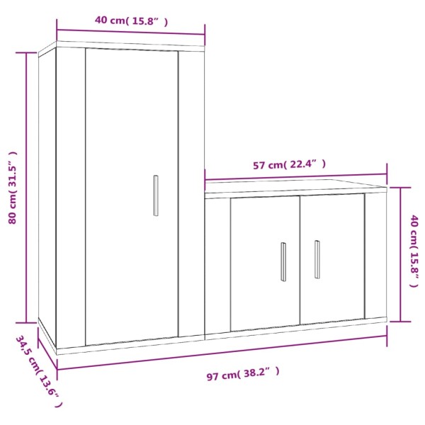 Set de muebles de TV 2 pzas madera contrachapada gris hormigón