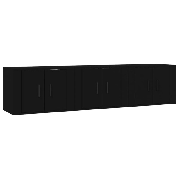 Muebles para TV de pared 3 uds negro 57x34,5x40 cm