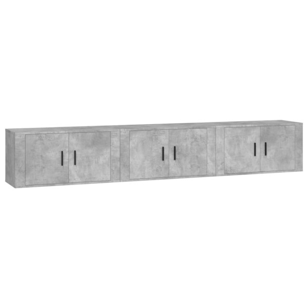 Muebles para TV de pared 3 uds gris hormigón 80x34,5x40 cm