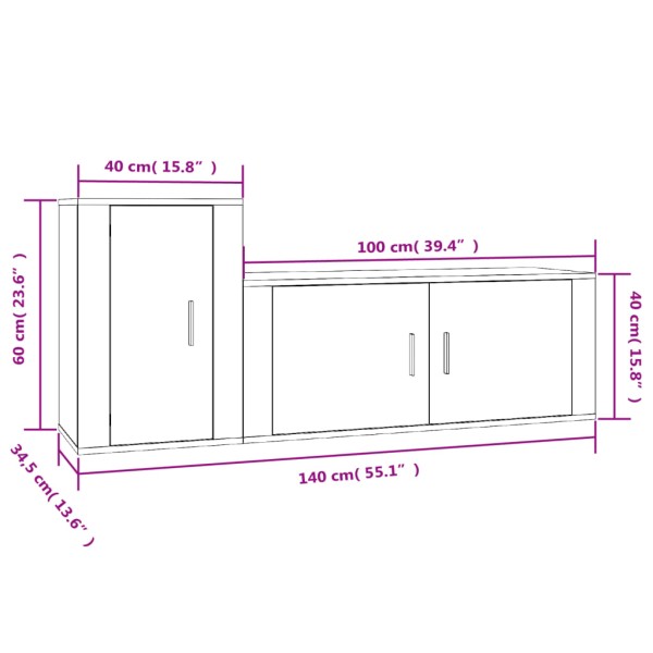 Set de muebles para TV 2 pzas madera contrachapada roble marrón