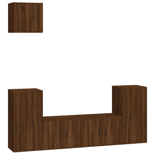 Set de muebles para TV 5 pzas madera contrachapada roble marrón