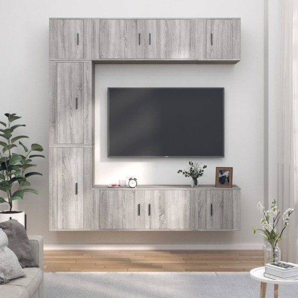 Set de muebles para TV 7 pzas madera contrachapada gris Sonoma