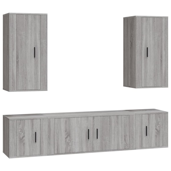 Set de muebles para TV 5 pzas madera contrachapada gris Sonoma