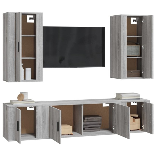 Set de muebles para TV 5 pzas madera contrachapada gris Sonoma