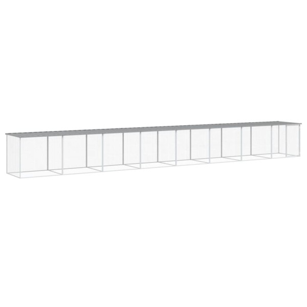 Gallinero con techo acero galvanizado gris claro 803x98x90 cm