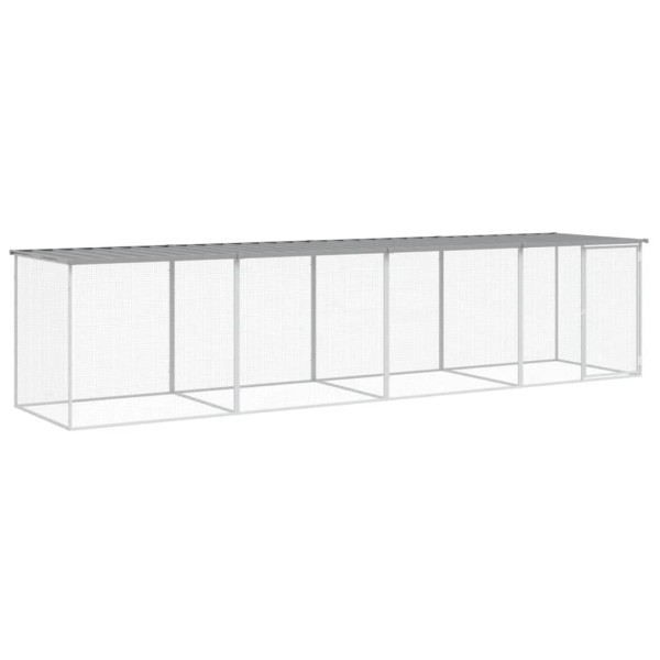 Gallinero con techo acero galvanizado gris claro 403x98x90 cm