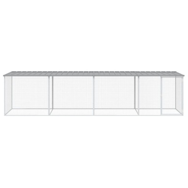 Gallinero con techo acero galvanizado gris claro 403x98x90 cm