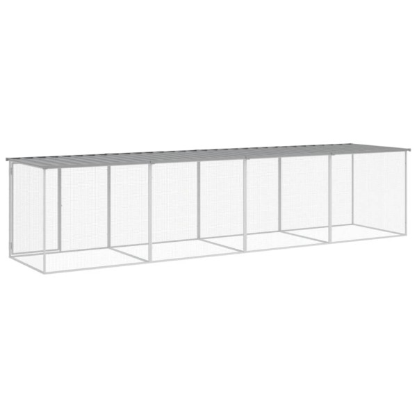 Gallinero con techo acero galvanizado gris claro 403x98x90 cm