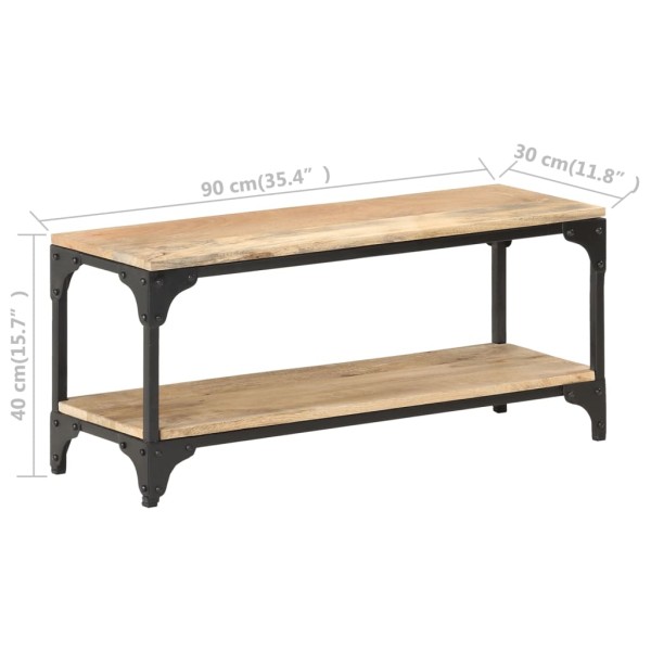 Mesa de centro de madera maciza de mango 90x30x40 cm