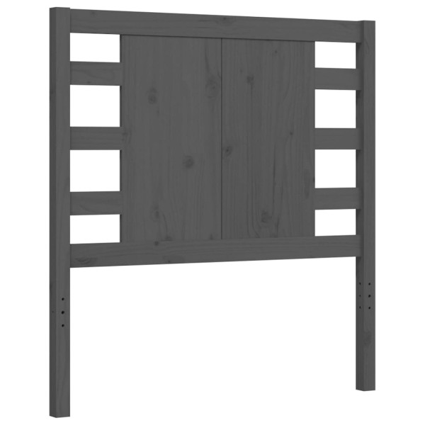 Estructura de cama individual con cabecero madera maciza gris