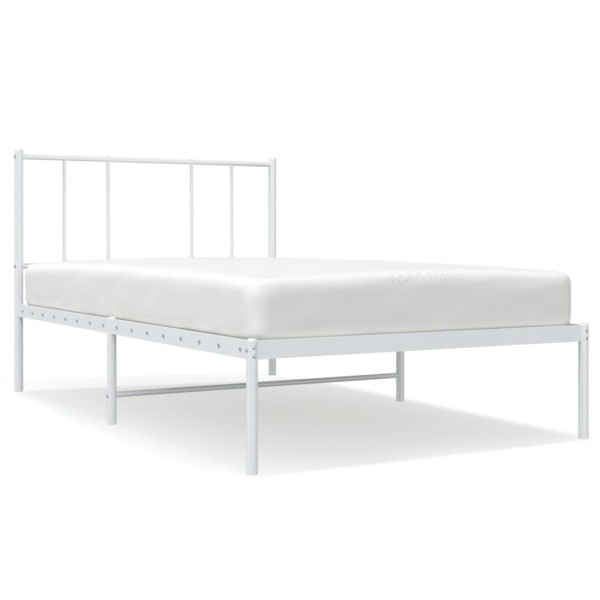 Estructura de cama de metal con cabecero blanco 75x190 cm