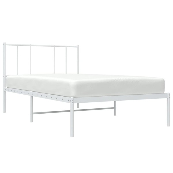 Estructura de cama de metal con cabecero blanco 75x190 cm