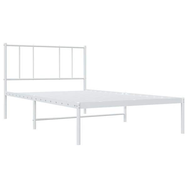 Estructura de cama de metal con cabecero blanco 75x190 cm