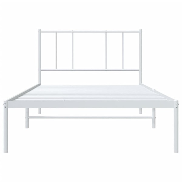 Estructura de cama de metal con cabecero blanco 75x190 cm