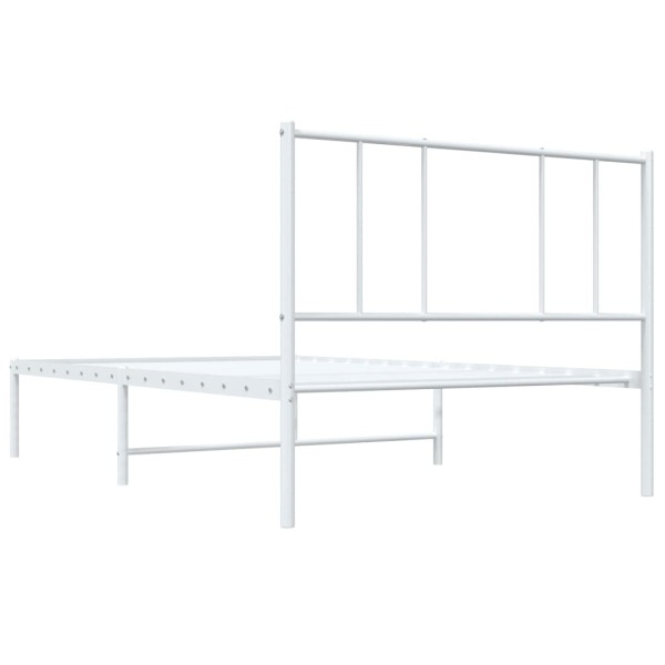 Estructura de cama de metal con cabecero blanco 75x190 cm