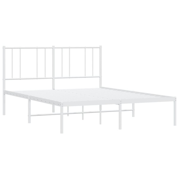 Estructura de cama de metal con cabecero blanca 150x200 cm