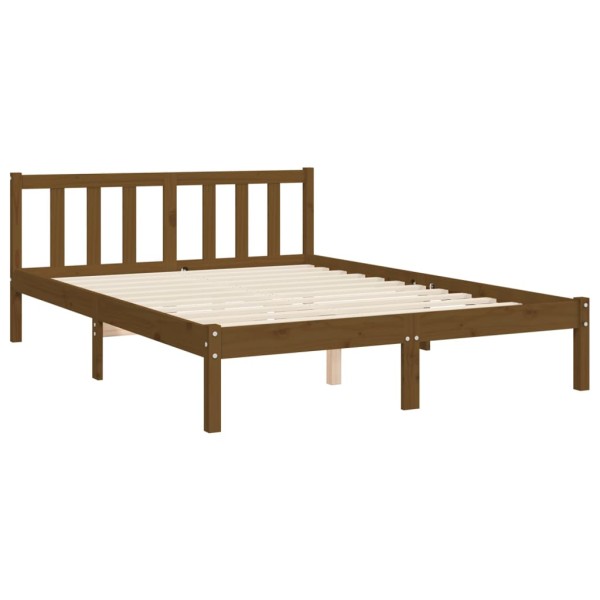 Estructura cama cabecero madera maciza marrón miel 120x200 cm