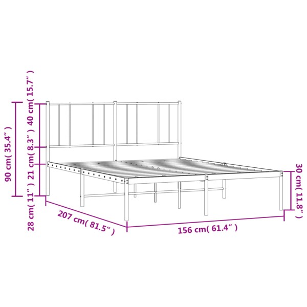 Estructura de cama de metal con cabecero blanca 150x200 cm