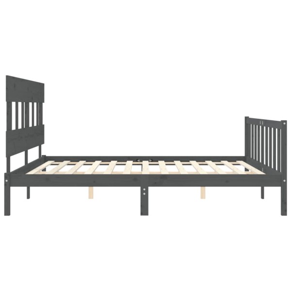 Estructura de cama con cabecero madera maciza gris 200x200cm