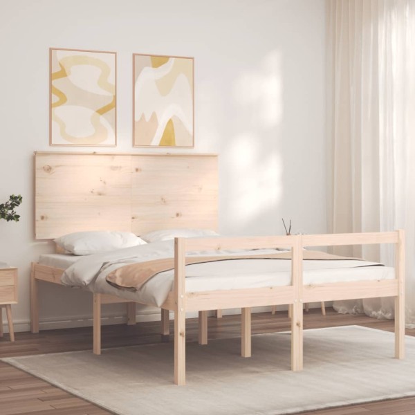 Cama para personas mayores con cabecero madera maciza 120x200cm