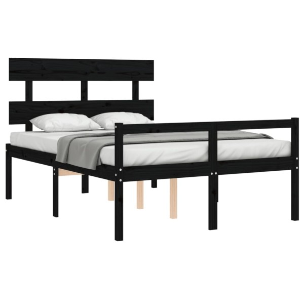 Cama para personas mayores con cabecero madera maciza negro