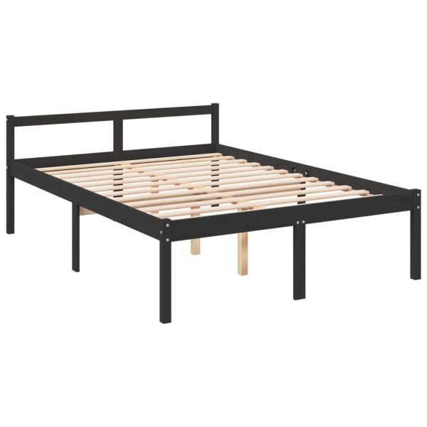 Cama para personas mayores con cabecero madera maciza negro